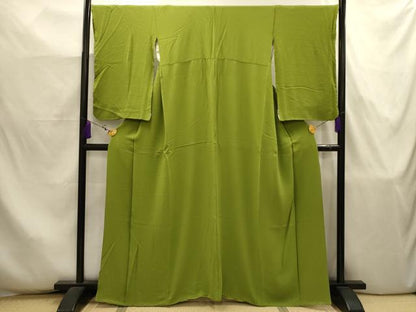 平和屋着物■ファッションデザイナー 花井幸子　色無地　紋意匠　青丹色　正絹　逸品　AABJ7931sx