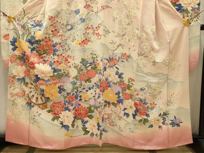 平和屋着物■豪華振袖　花車文　暈し染め　金彩　正絹　逸品　AABJ7933sx