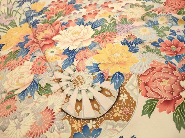平和屋着物■豪華振袖　花車文　暈し染め　金彩　正絹　逸品　AABJ7933sx