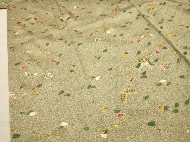 平和屋着物■上質な小紋　花蝶文　金彩　正絹　逸品　AABJ7938sx