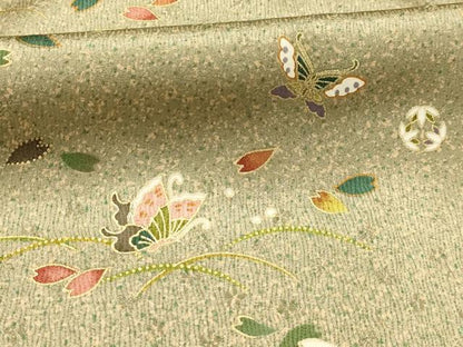 平和屋着物■上質な小紋　花蝶文　金彩　正絹　逸品　AABJ7938sx