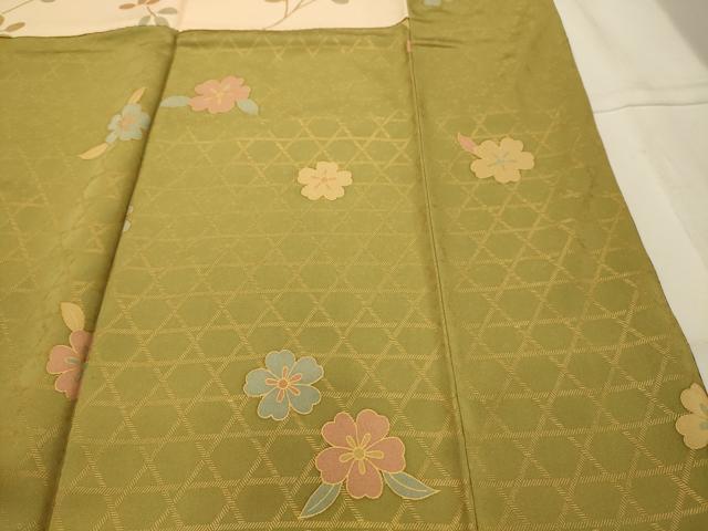 平和屋着物■上質な小紋　飛鶴扇面花文　金彩　正絹　逸品　AABJ7939sx