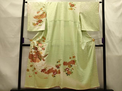 平和屋着物■訪問着　駒刺繍　几帳鳳凰花文　暈し染め　金彩　正絹　逸品　AABJ7941sx