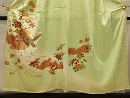 平和屋着物■訪問着　駒刺繍　几帳鳳凰花文　暈し染め　金彩　正絹　逸品　AABJ7941sx