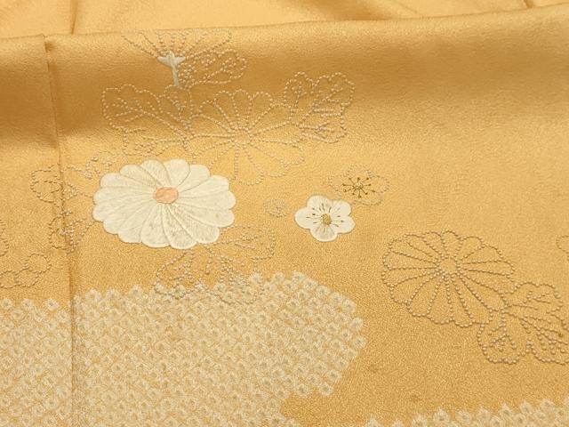 平和屋着物■中国三大刺繍　相良刺繍　訪問着　絞り　霞花文　金糸　正絹　逸品　AABJ7942sx