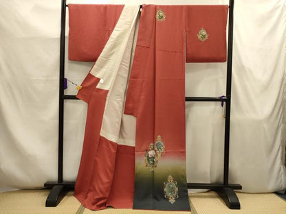 平和屋着物■訪問着　手描き　花鳥文　暈し染め　金彩　ロング丈　正絹　逸品　AABJ7944sx