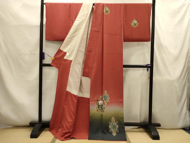 平和屋着物■訪問着　手描き　花鳥文　暈し染め　金彩　ロング丈　正絹　逸品　AABJ7944sx