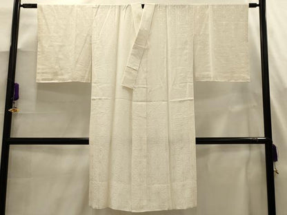 平和屋着物■長襦袢　無双仕立て　麻の葉文様　練色　正絹　逸品　AABJ7951sx