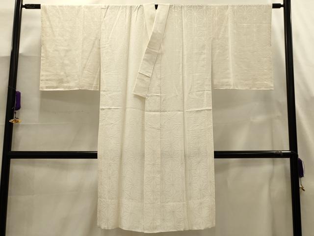 平和屋着物■長襦袢　無双仕立て　麻の葉文様　練色　正絹　逸品　AABJ7951sx