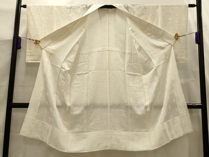 平和屋着物■長襦袢　無双仕立て　麻の葉文様　練色　正絹　逸品　AABJ7951sx
