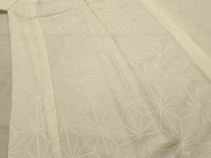 平和屋着物■長襦袢　無双仕立て　麻の葉文様　練色　正絹　逸品　AABJ7951sx