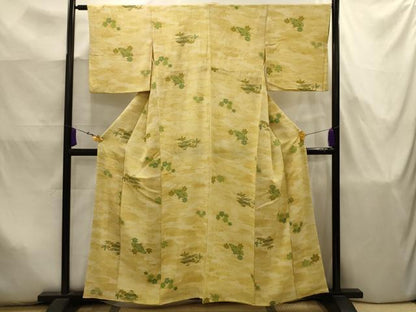 平和屋着物■上質な小紋　風景文　鬼しぼ縮緬　正絹　逸品　AABJ7952sx