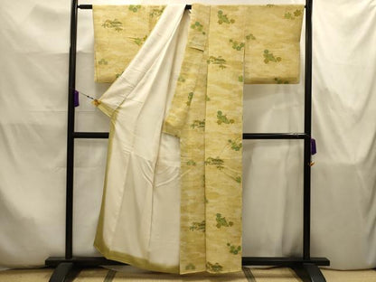 平和屋着物■上質な小紋　風景文　鬼しぼ縮緬　正絹　逸品　AABJ7952sx