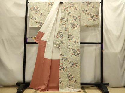 平和屋着物■上質な小紋　草花文　金彩　正絹　逸品　AABJ7953sx