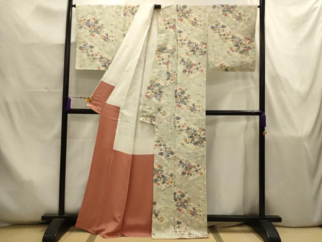 平和屋着物■上質な小紋　草花文　金彩　正絹　逸品　AABJ7953sx