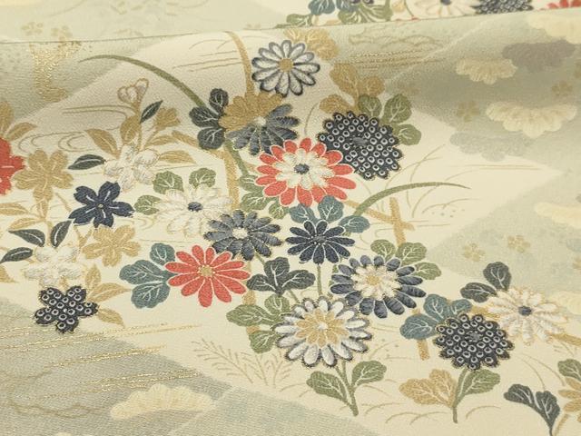 平和屋着物■上質な小紋　草花文　金彩　正絹　逸品　AABJ7953sx