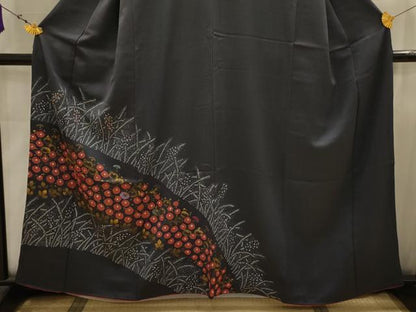 平和屋着物■訪問着　絞り　刺繍　草花文　金彩　銀糸　正絹　逸品　AABJ7954sx