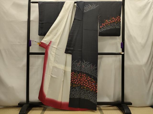 平和屋着物■訪問着　絞り　刺繍　草花文　金彩　銀糸　正絹　逸品　AABJ7954sx