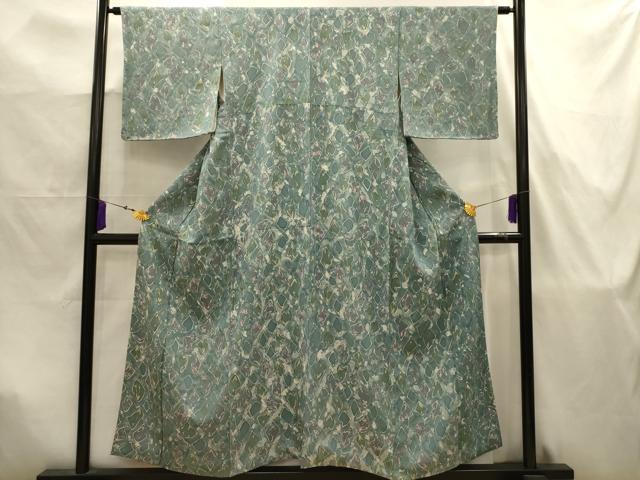平和屋着物■上質な小紋　花菱文　ろうけつ染め　正絹　逸品　AABJ7957sx