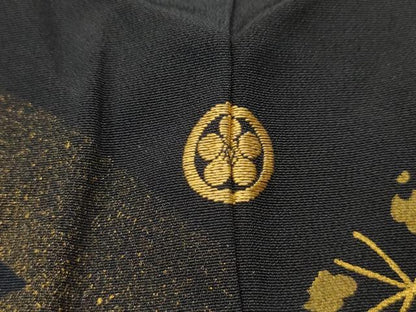 平和屋着物■訪問着　駒刺繍　吉祥花文　黒地　金銀彩　正絹　逸品　AABJ7958sx