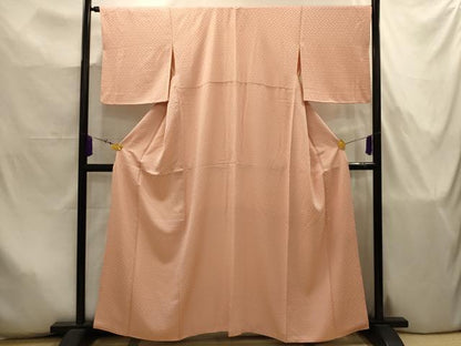 平和屋着物■上質な色無地　檜垣地紋　赤香色　正絹　逸品　AABJ7960sx