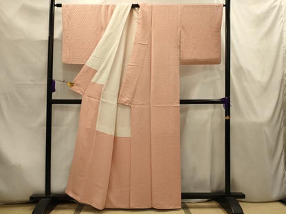 平和屋着物■上質な色無地　檜垣地紋　赤香色　正絹　逸品　AABJ7960sx