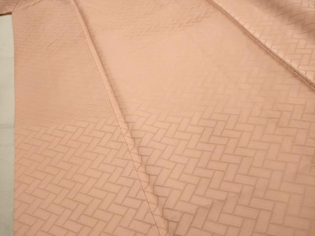 平和屋着物■上質な色無地　檜垣地紋　赤香色　正絹　逸品　AABJ7960sx