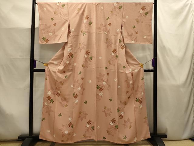 平和屋着物■上質な小紋　楓文　正絹　逸品　AABJ7970sx