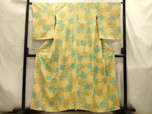 平和屋着物■上質な小紋　舞花文　正絹　逸品　AABJ7977sx