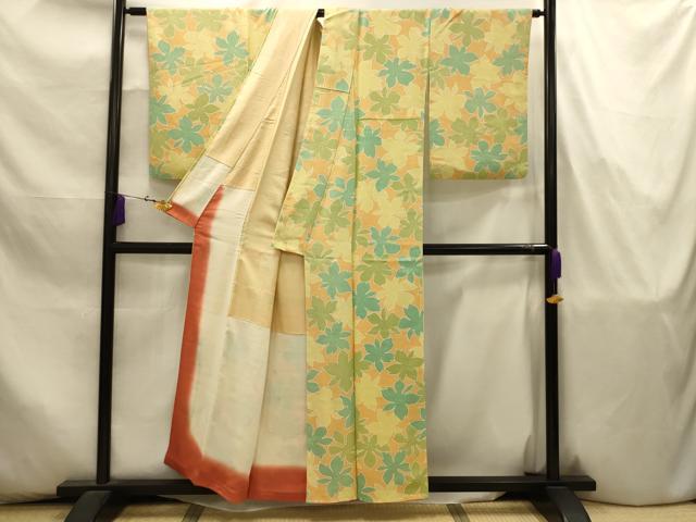 平和屋着物■上質な小紋　舞花文　正絹　逸品　AABJ7977sx
