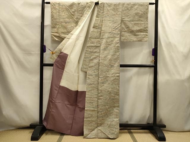 平和屋着物■小千谷紬　　風景文　正絹　逸品　AABJ7979sx