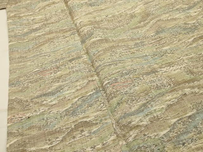 平和屋着物■小千谷紬　　風景文　正絹　逸品　AABJ7979sx