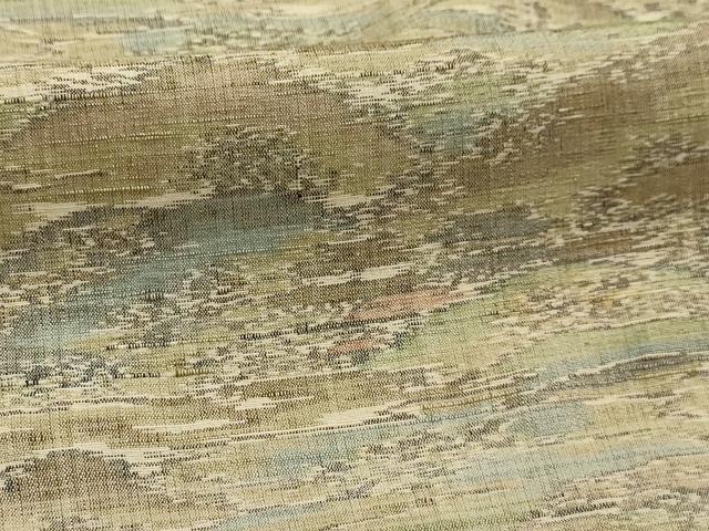 平和屋着物■小千谷紬　　風景文　正絹　逸品　AABJ7979sx