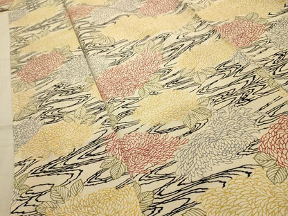 平和屋着物■上質な小紋　流水菊文　正絹　逸品　AABJ7982sx