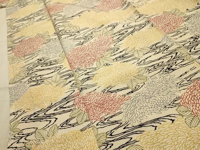 平和屋着物■上質な小紋　流水菊文　正絹　逸品　AABJ7982sx