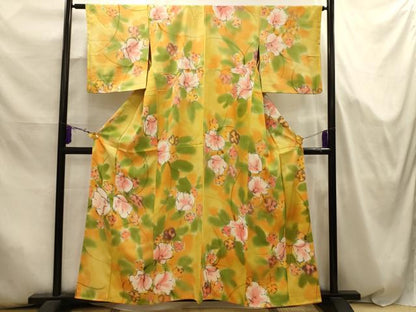 平和屋着物■上質な小紋　手描き　舞花文　暈し染め　正絹　逸品　AABJ7983sx