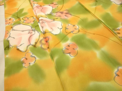 平和屋着物■上質な小紋　手描き　舞花文　暈し染め　正絹　逸品　AABJ7983sx
