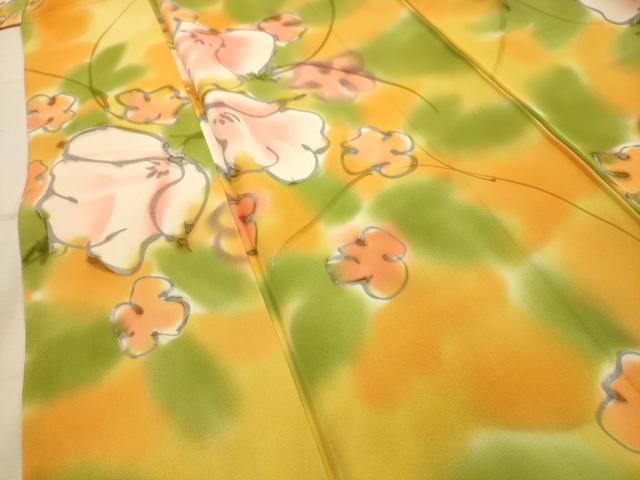 平和屋着物■上質な小紋　手描き　舞花文　暈し染め　正絹　逸品　AABJ7983sx