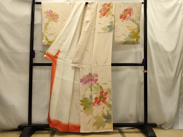 平和屋着物■訪問着　草花文　正絹　逸品　AABJ7984sx