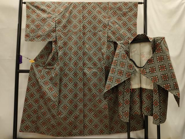 平和屋着物■本場村山大島紬　アンサンブル　花菱文　正絹　逸品　AABJ7987sx