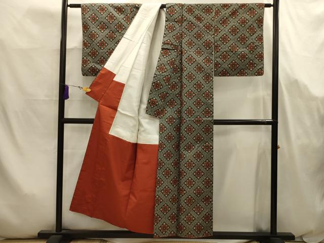平和屋着物■本場村山大島紬　アンサンブル　花菱文　正絹　逸品　AABJ7987sx