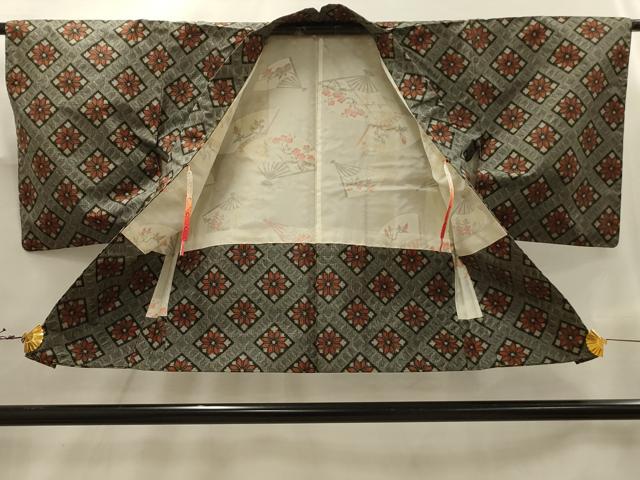 平和屋着物■本場村山大島紬　アンサンブル　花菱文　正絹　逸品　AABJ7987sx