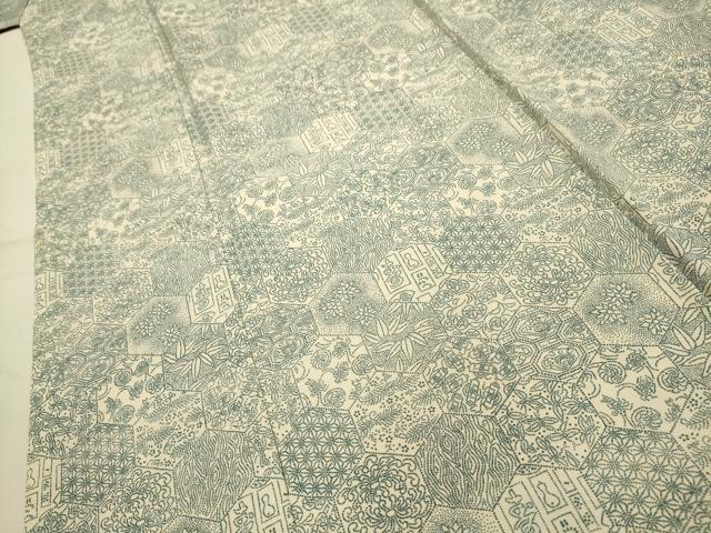 平和屋着物■上質な小紋　亀甲風景文　正絹　逸品　AABJ7989sx