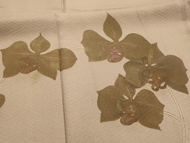 平和屋着物■訪問着　中国三大刺繍　相良刺繍　草花文　金糸　金彩　正絹　逸品　AABJ7993sx
