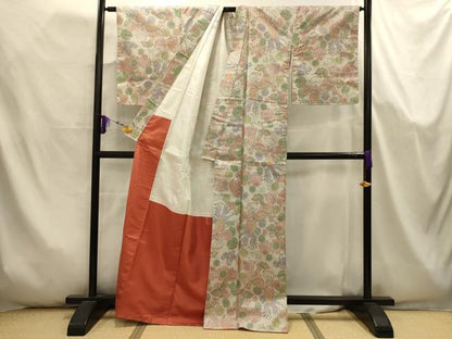 平和屋着物■上質な紬　花蝶文　正絹　逸品　AABJ7995sx