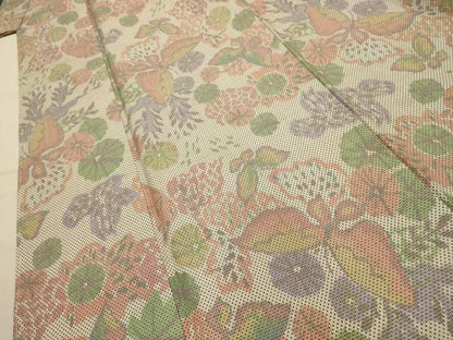 平和屋着物■上質な紬　花蝶文　正絹　逸品　AABJ7995sx