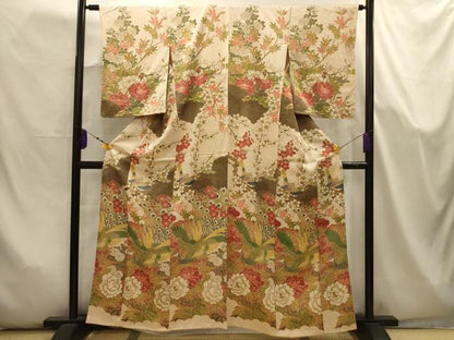 平和屋着物■訪問着　孔雀花文　金彩　正絹　逸品　AABJ7996sx