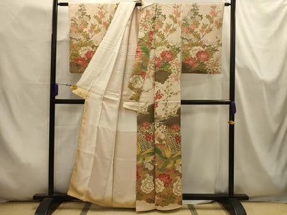 平和屋着物■訪問着　孔雀花文　金彩　正絹　逸品　AABJ7996sx