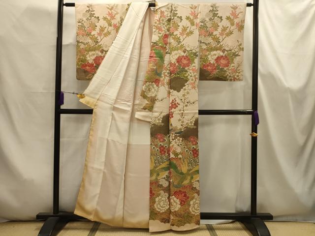 平和屋着物■訪問着　孔雀花文　金彩　正絹　逸品　AABJ7996sx