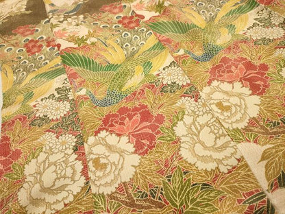 平和屋着物■訪問着　孔雀花文　金彩　正絹　逸品　AABJ7996sx